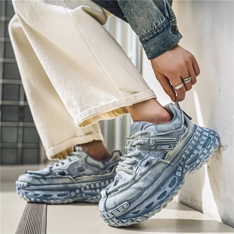 Yalu Breathable Lightweight Height Increasing Low Top Chunky Sneakers Men's-36