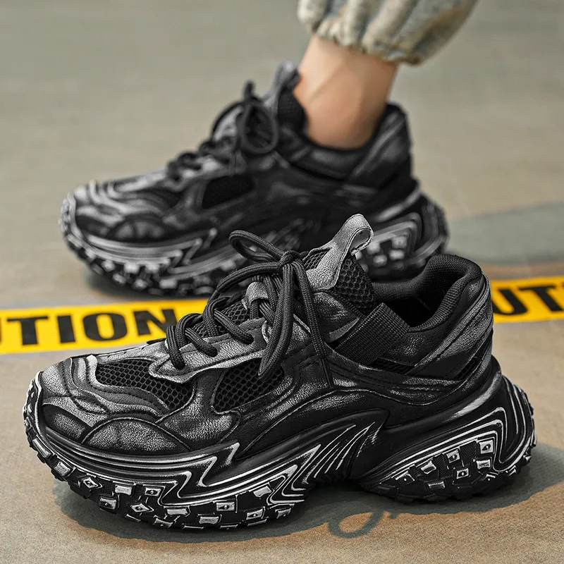 Yalu Abrasion Resistant Lightweight Height Increasing Low Top Chunky Sneakers Men's-2