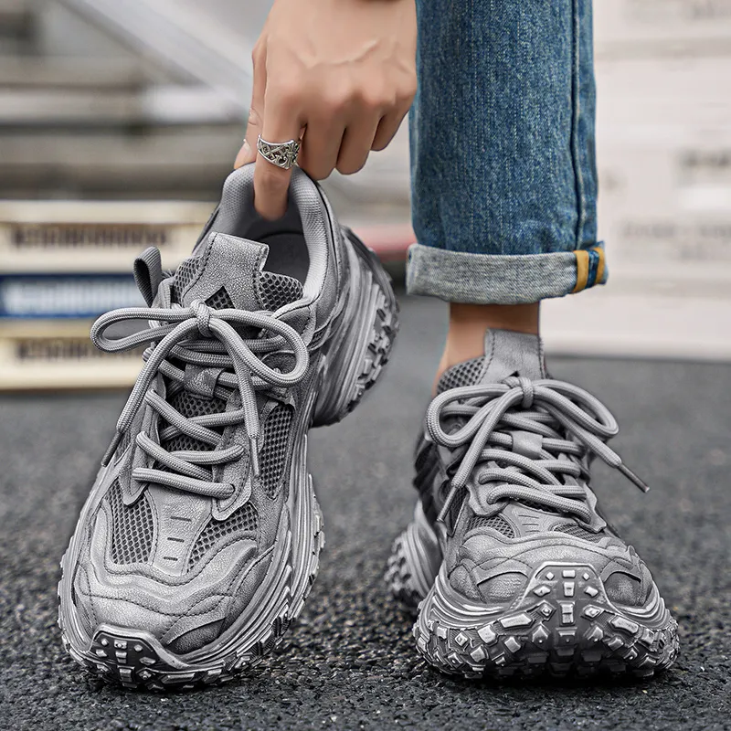 Yalu Abrasion Resistant Lightweight Height Increasing Low Top Chunky Sneakers Men's-15