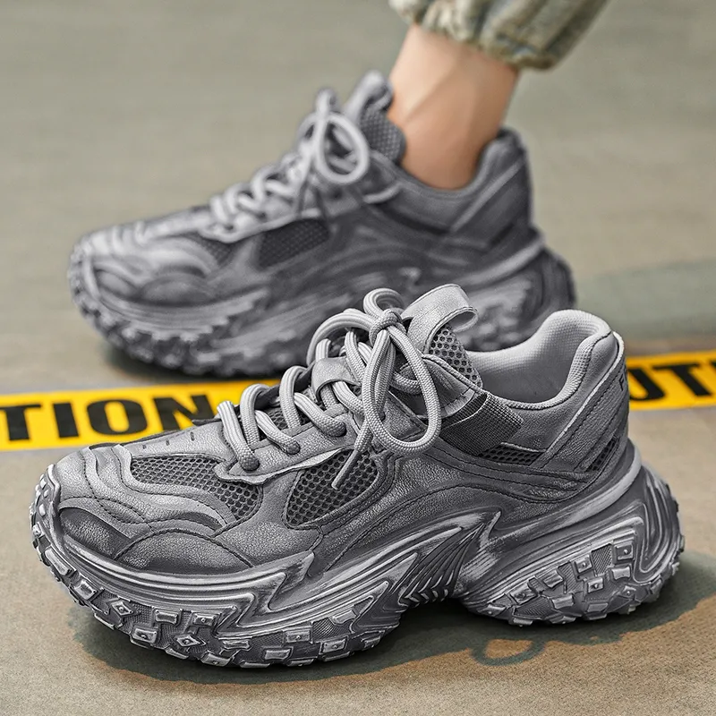 Yalu Abrasion Resistant Lightweight Height Increasing Low Top Chunky Sneakers Men's-12
