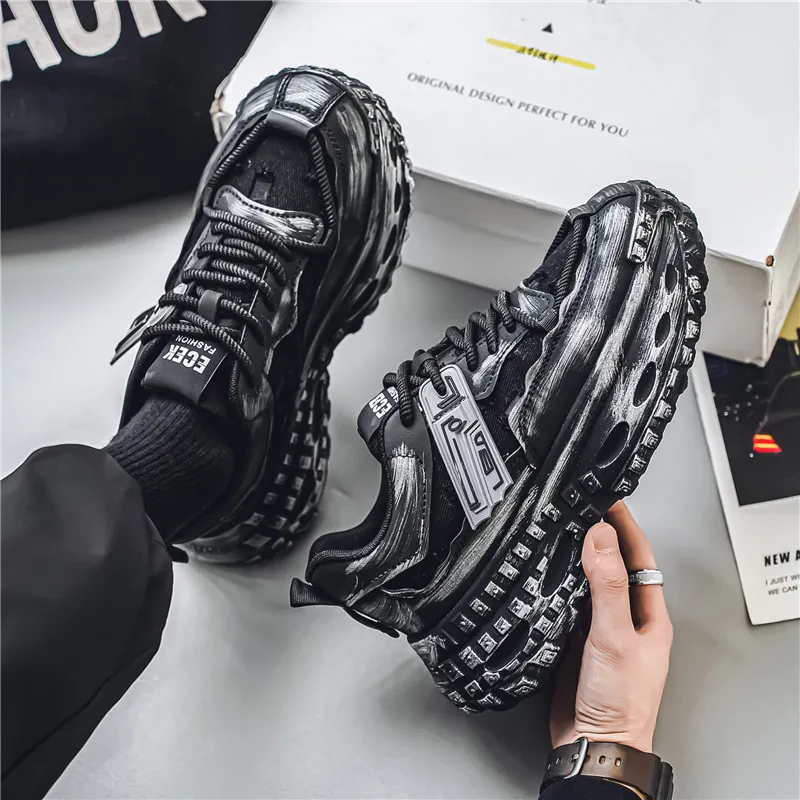 Yalu Breathable Lightweight Height Increasing Low Top Chunky Sneakers Men's-3