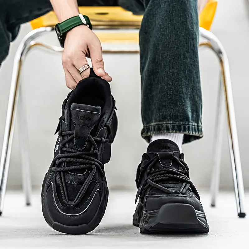 Yalu Fashion Chinese Fashion Trend Anti Slip And Wear Resistant Height Increasing Low Top Chunky Sneakers Men's-5