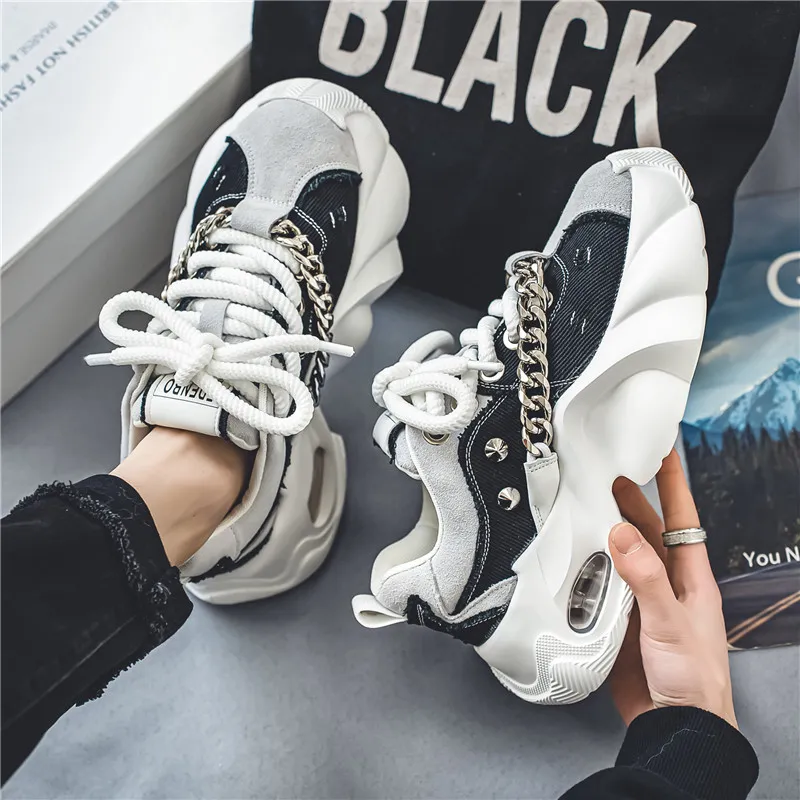 Yalu Anti Slip Wear Resistant Low Top Chunky Sneakers Men's-22