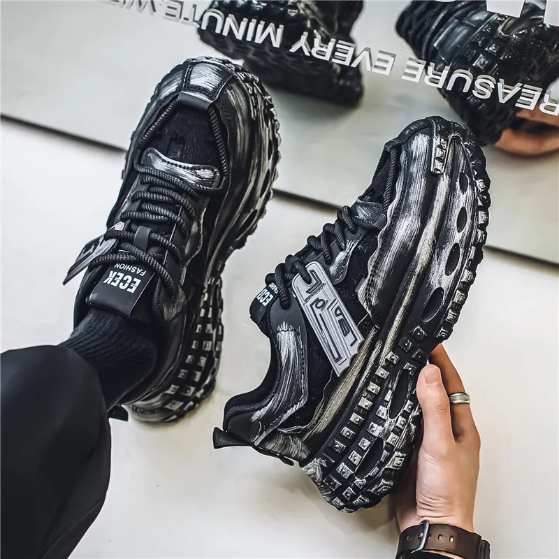 Yalu Breathable Lightweight Height Increasing Low Top Chunky Sneakers Men's-2