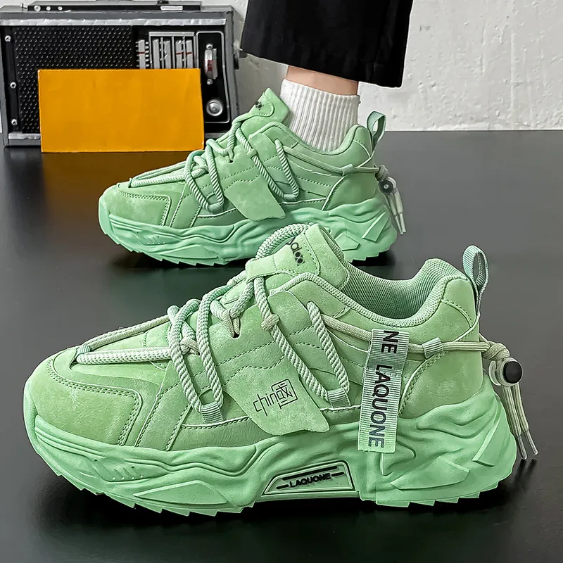 Yalu Fashion Chinese Fashion Trend Anti Slip And Wear Resistant Height Increasing Low Top Chunky Sneakers Men's-1