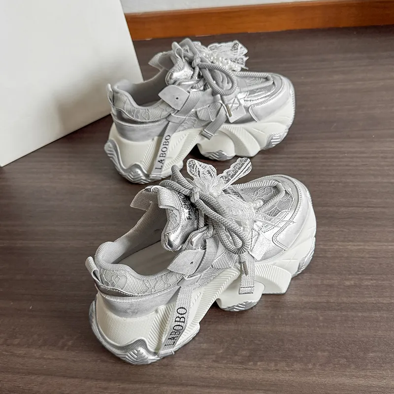 IHBOZ Anti Slip Wear Resistant Low Top Chunky Sneakers Women's-2
