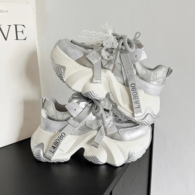 IHBOZ Anti Slip Wear Resistant Low Top Chunky Sneakers Women's-3