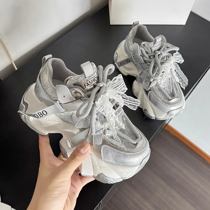 IHBOZ Anti Slip Wear Resistant Low Top Chunky Sneakers Women's-4