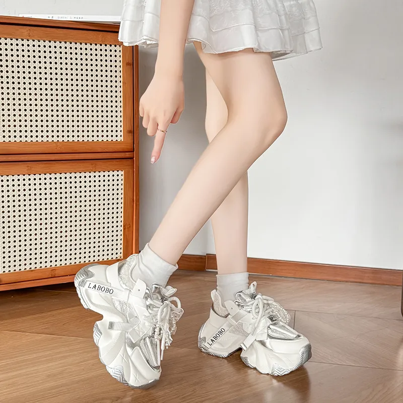 IHBOZ Anti Slip Wear Resistant Low Top Chunky Sneakers Women's-14