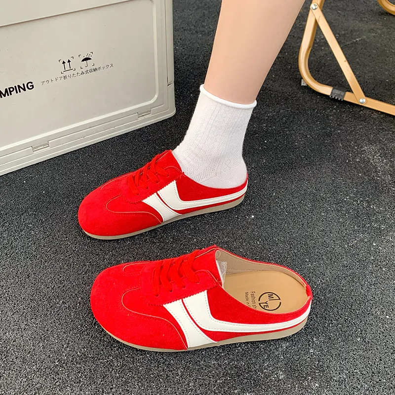IHBOZ Rubber Sole Leather Patchwork Odor Resistant Abrasion Resistant Slip Resistant Closed Toe Slippers Women's-6