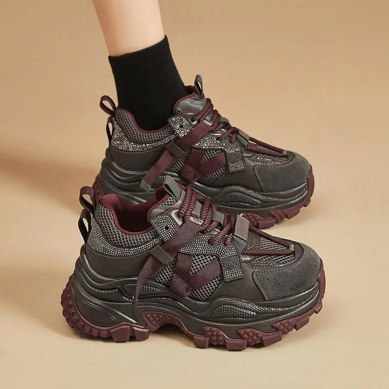 IHBOZ Slip Resistant, Abrasion Resistant, Breathable, Lightweight Low Top Chunky Sneakers Women's-7