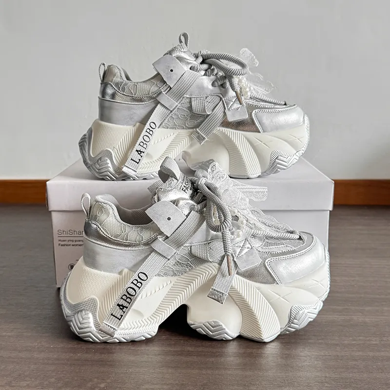 IHBOZ Anti Slip Wear Resistant Low Top Chunky Sneakers Women's-5