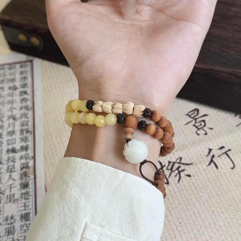 PUTUOSHANWENCHUANG Barbie Sandalwood Bracelets Unisex-3