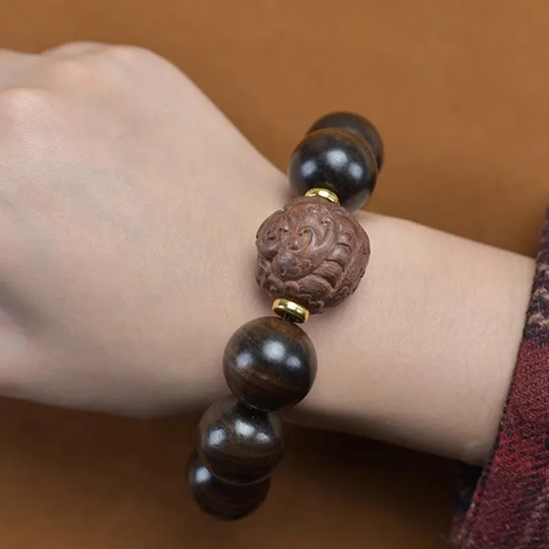 PUTUOSHANWENCHUANG Sandalwood Bracelets Unisex-3
