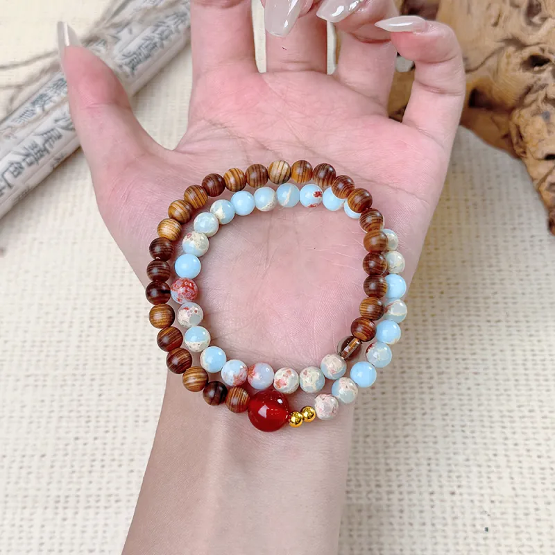PUTUOSHANWENCHUANG Sandalwood Bracelets Unisex-4
