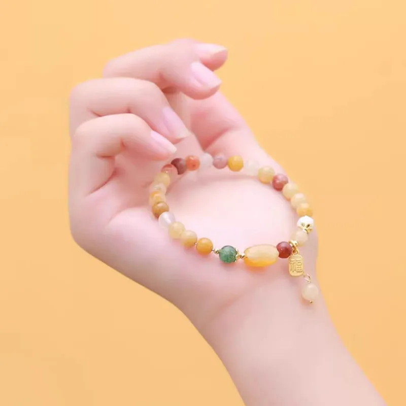 PUTUOSHANWENCHUANG Golden Silk Jade Bracelets Unisex-3