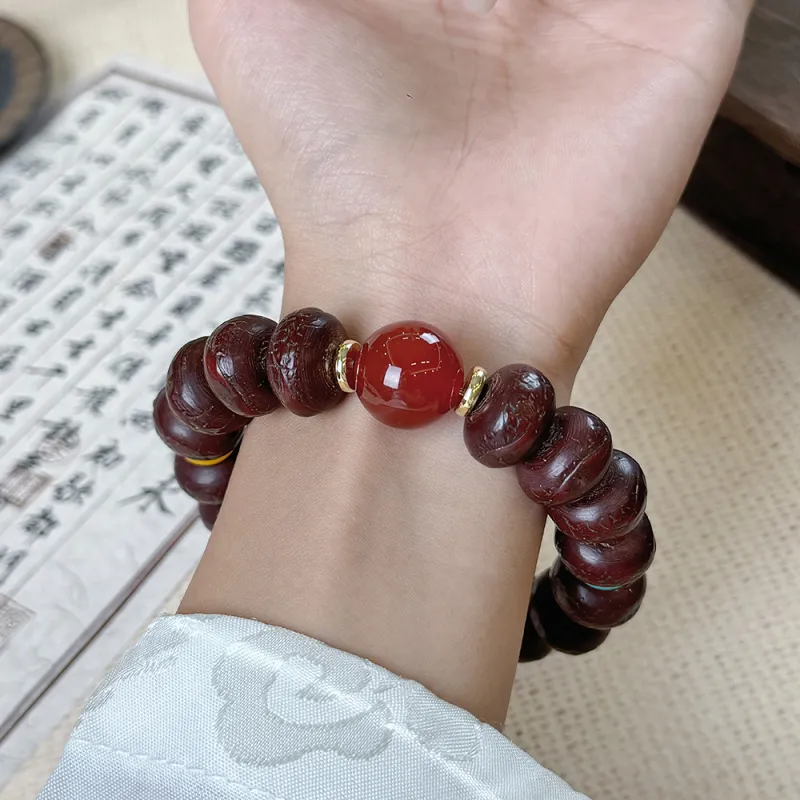 PUTUOSHANWENCHUANG Phoenix Eye Bodhi Seeds Bracelets Unisex-4