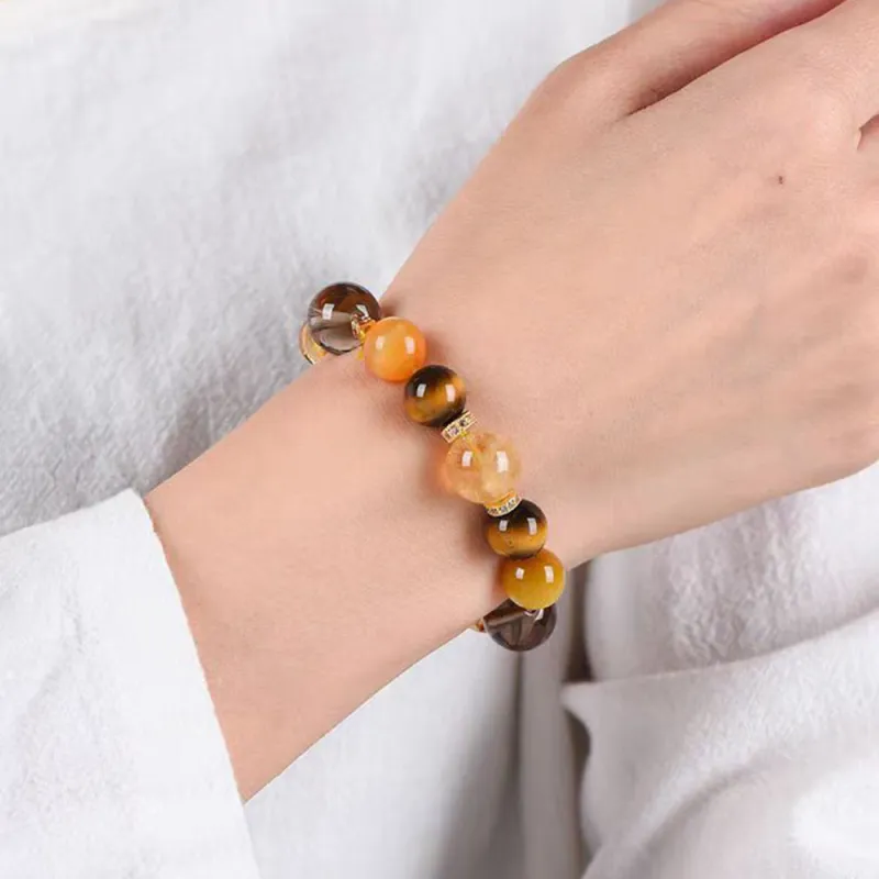 PUTUOSHANWENCHUANG Tiger's Eye Stone Bracelets Unisex-2