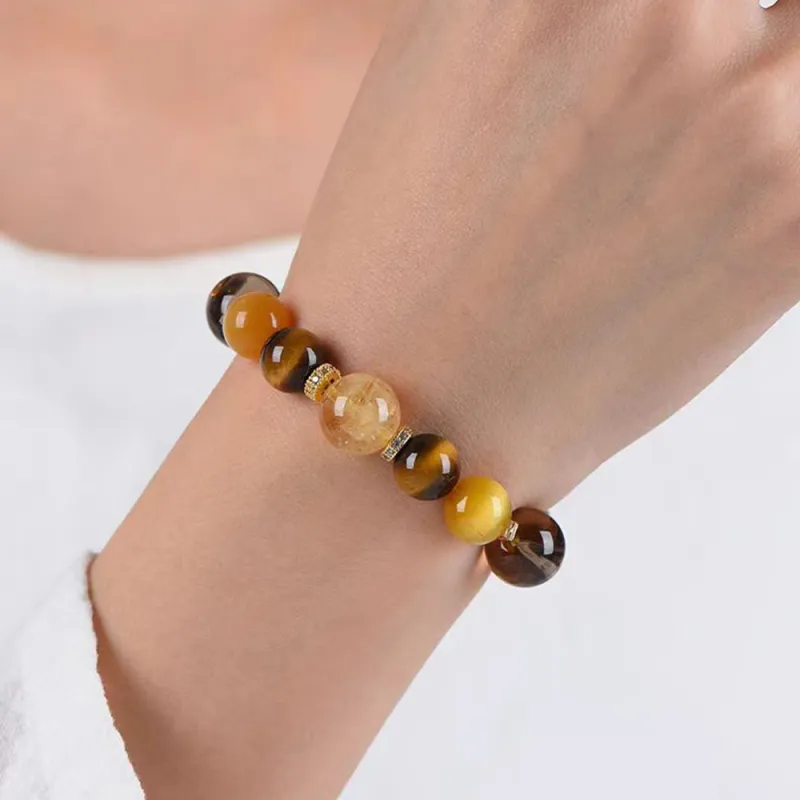 PUTUOSHANWENCHUANG Tiger's Eye Stone Bracelets Unisex-1