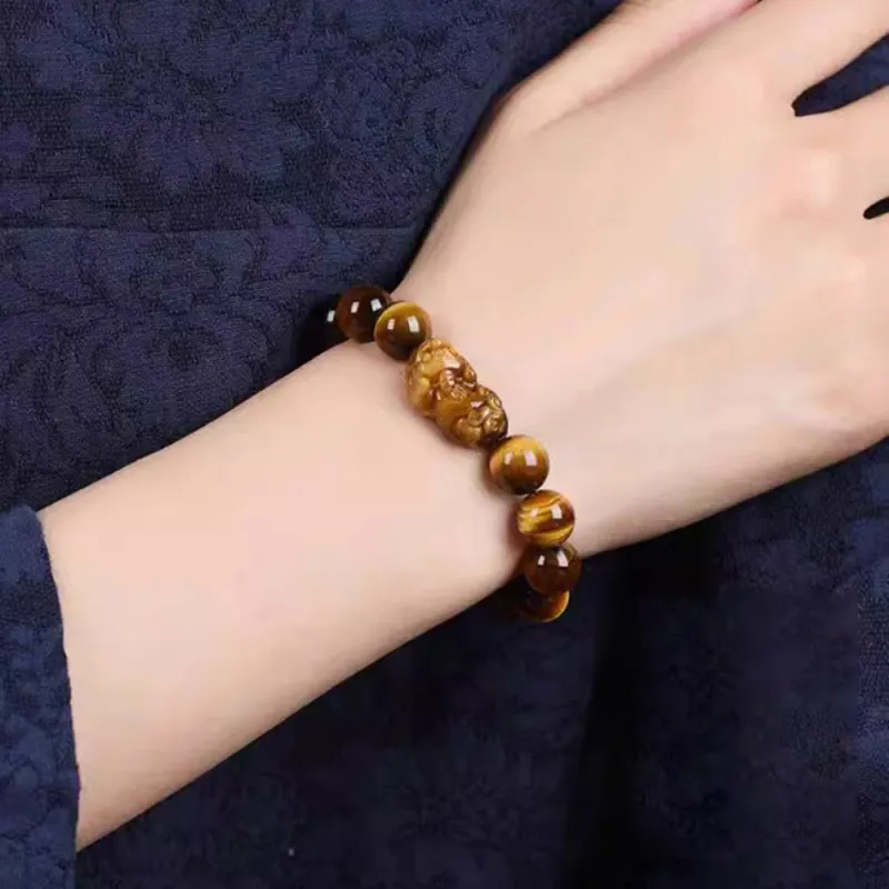 PUTUOSHANWENCHUANG Tiger's Eye Stone Bracelets Unisex-4