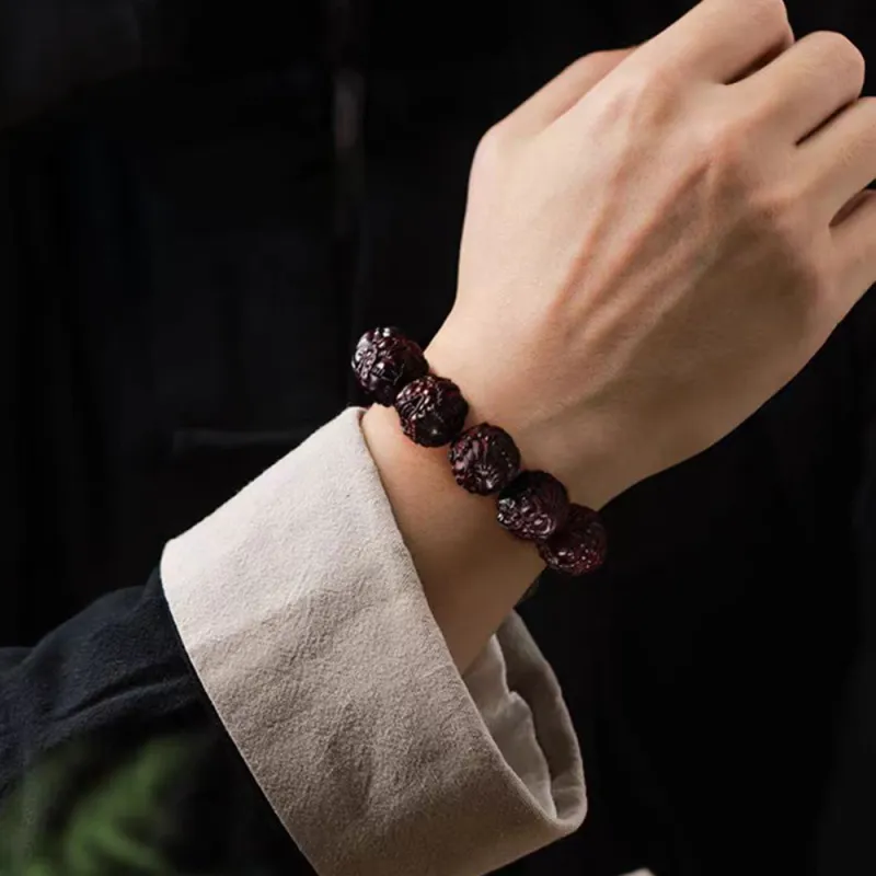 PUTUOSHANWENCHUANG Rosewood Bracelets Unisex-3