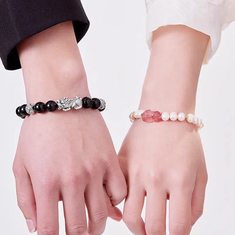 PUTUOSHANWENCHUANG Obsidian Bracelets Unisex-2