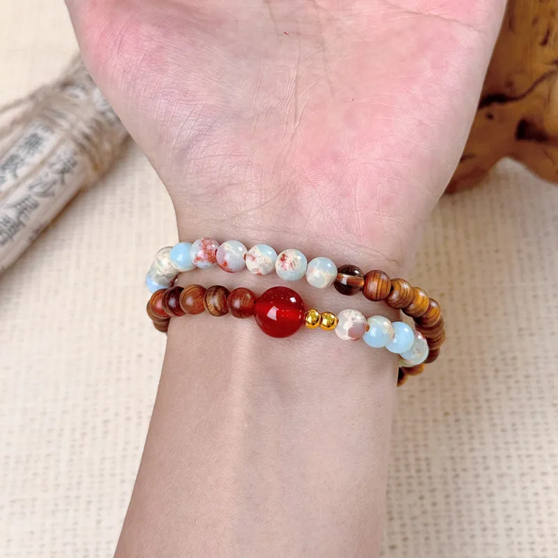 PUTUOSHANWENCHUANG Sandalwood Bracelets Unisex-3