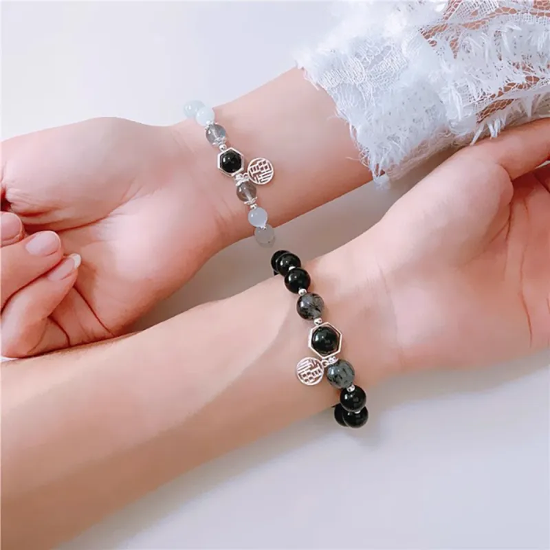 PUTUOSHANWENCHUANG Obsidian Bracelets Unisex-4