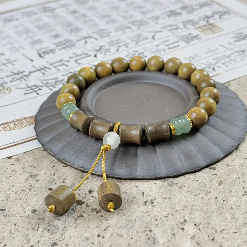 PUTUOSHANWENCHUANG Green Sandalwood Bracelets Unisex-3