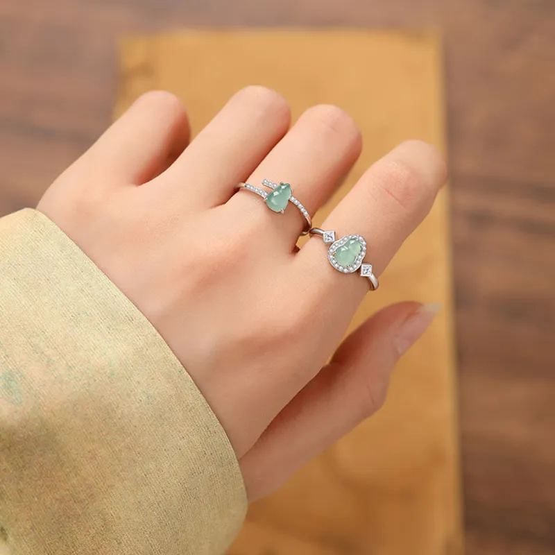 PUTUOSHANWENCHUANG Glutinous Jade Jadeite Rings Women's-3