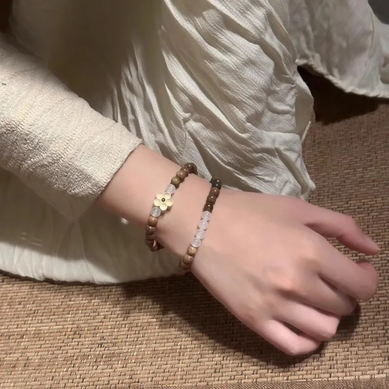 PUTUOSHANWENCHUANG Green Sandalwood Wooden Bracelets Women's-4