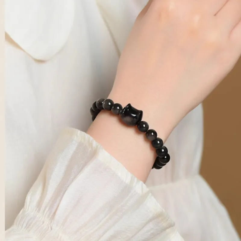 PUTUOSHANWENCHUANG Obsidian Bracelets Unisex-2