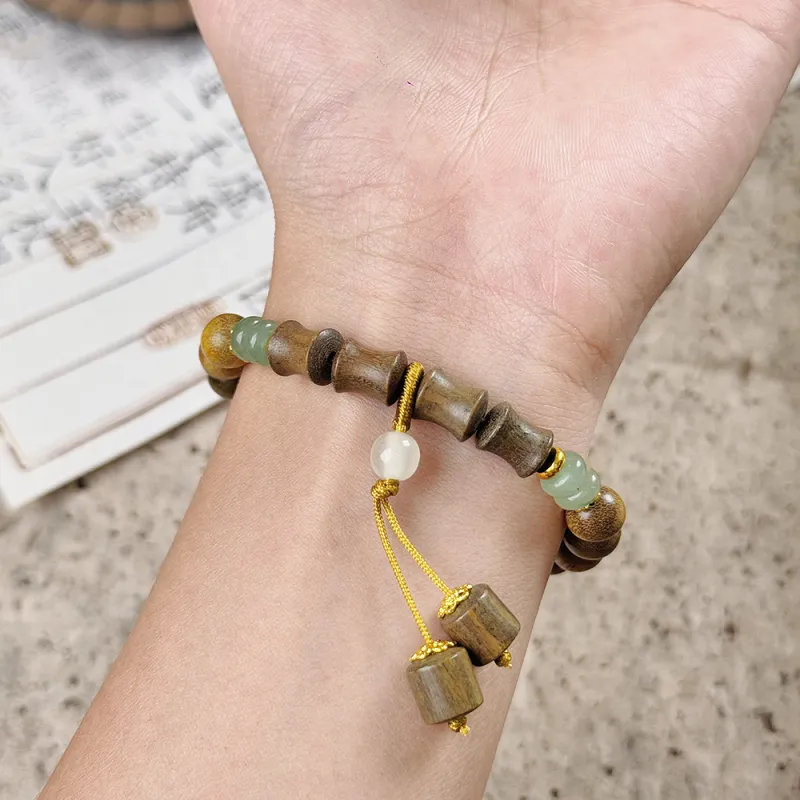 PUTUOSHANWENCHUANG Green Sandalwood Bracelets Unisex-4