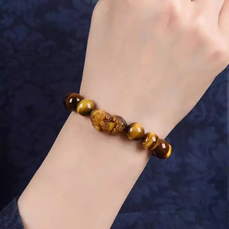 PUTUOSHANWENCHUANG Tiger's Eye Stone Bracelets Unisex-3