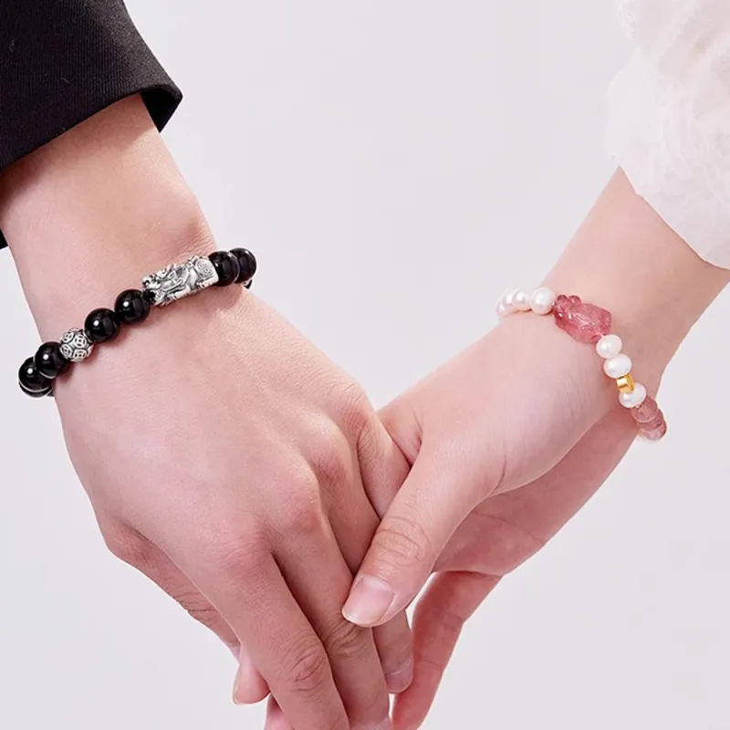 PUTUOSHANWENCHUANG Obsidian Bracelets Unisex-1