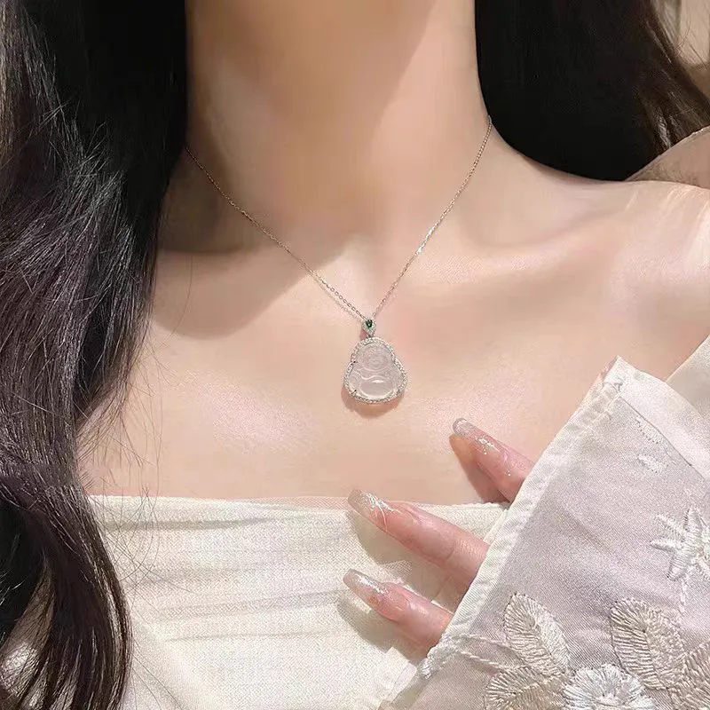 PUTUOSHANWENCHUANG Chalcedony Necklaces Women's-3