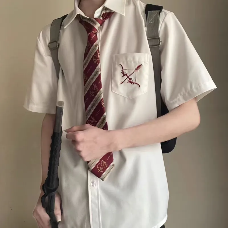 Zomuros Shirts Unisex White With Tie-3