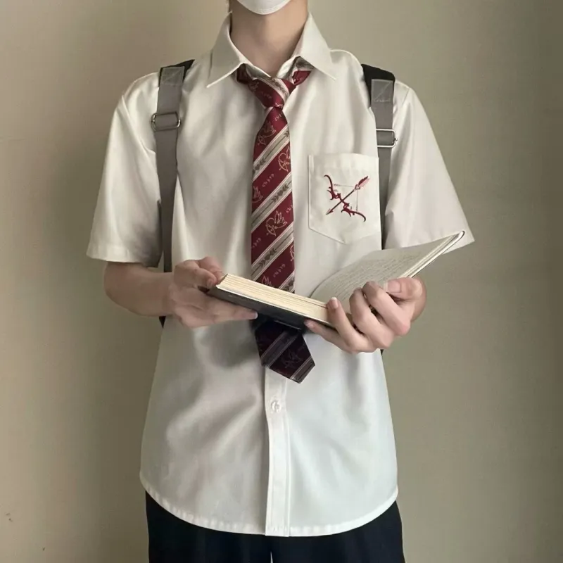 Zomuros Shirts Unisex White With Tie-2