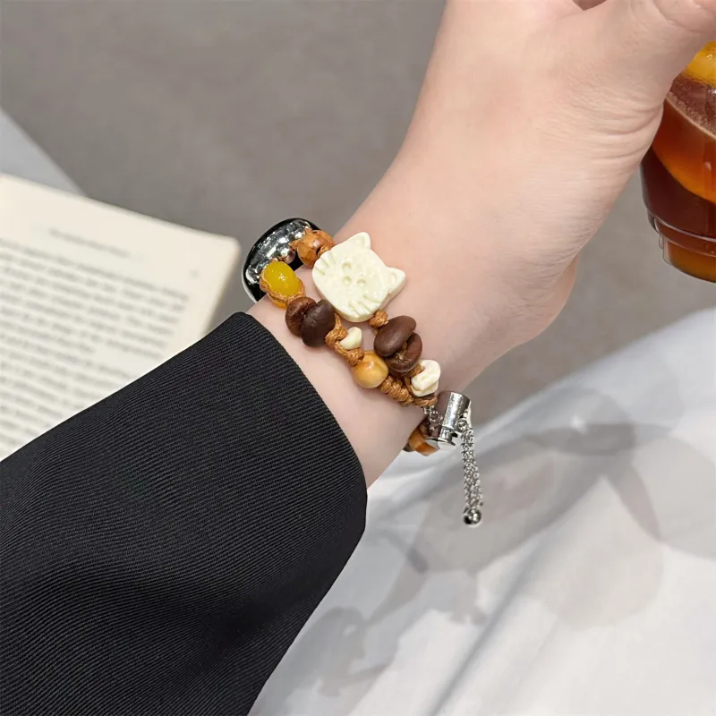 Antey Watch Band Xiaomi Red Beige Compatibility Made Of Wood-4