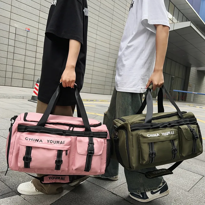 Kaka Tree Nylon Fabric Backpack Travel Bag Regular Unisex Black/Pink/Khaki/Red/Yellow/Army Green/Turquoise-2