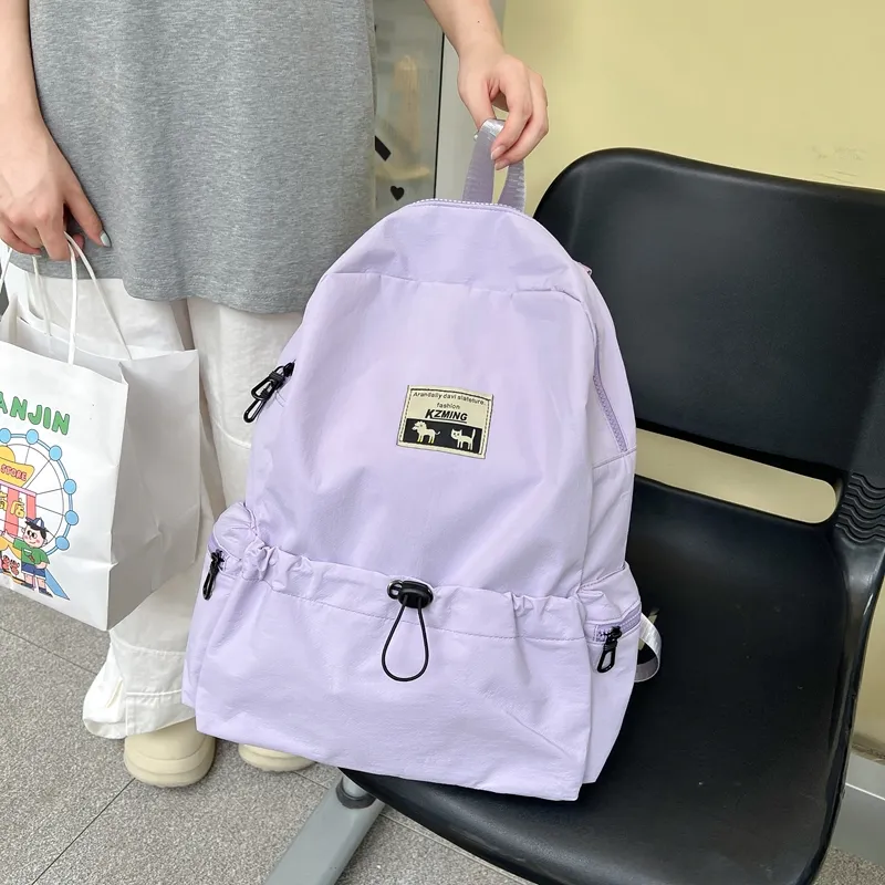 Kaka Tree Oxford Backpack Unisex White/Black/Pink/Purple-12