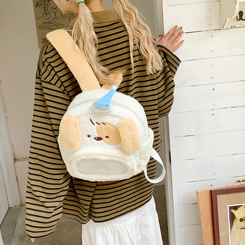 Kaka Tree Plush Backpack Regular Unisex White/Khaki-8
