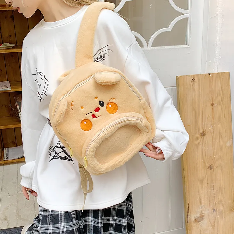 Kaka Tree Plush Backpack Regular Unisex White/Khaki-1