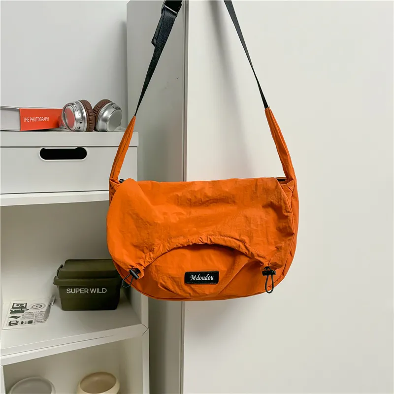 Kaka Tree Nylon Crossbody Bag, Shoulder Bag Unisex Black/Khaki/Gray/White/Orange-9