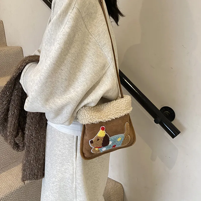 GOBLIN SHARKS 1759 Woolen Shoulder Bag Women's Brown & Khaki/Brown & White/Red/Pink-8