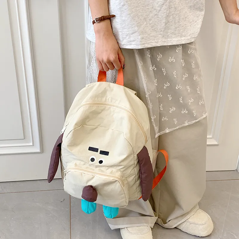Kaka Tree Nylon Fabric Backpack Unisex Khaki-1