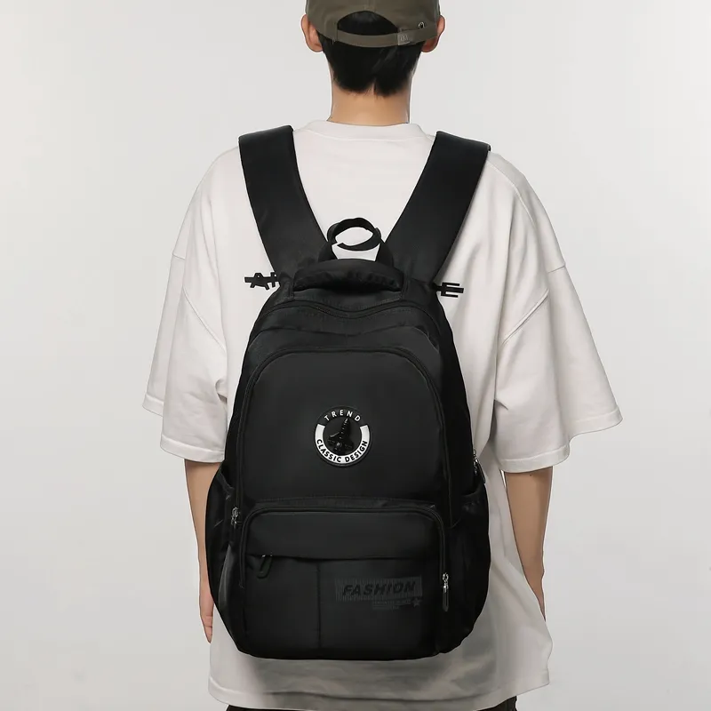 Kaka Tree Nylon Backpack Unisex Black/White & Black/Orange & Coffee/Green & Coffee-1