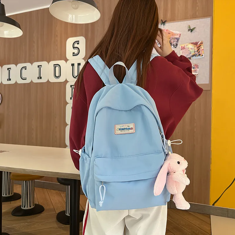 Kaka Tree Nylon Backpack Unisex Black/Pink/Yellow/Green/Blue-14