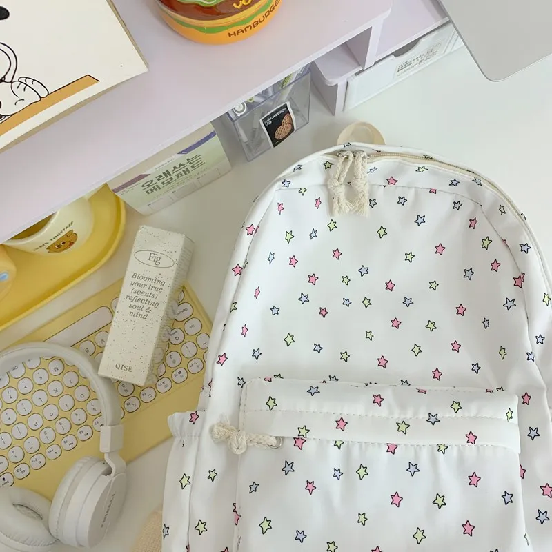 Kaka Tree Nylon Backpack Women's White-5