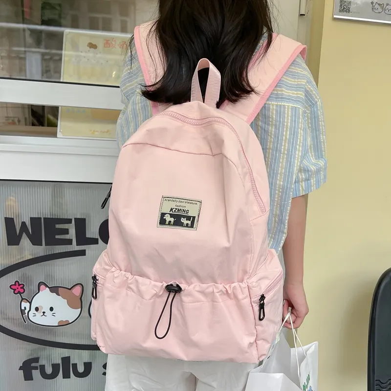 Kaka Tree Oxford Backpack Unisex White/Black/Pink/Purple-6